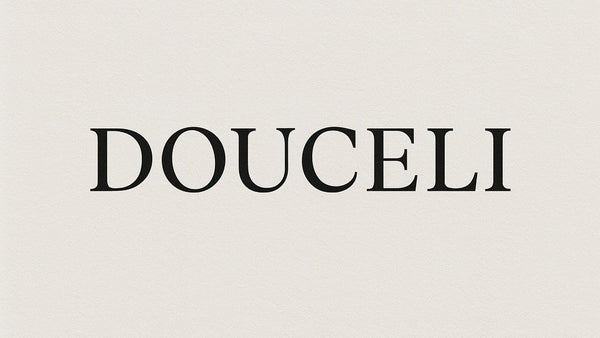Black text 'DOUCELI' on a light beige background